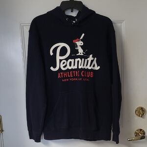 Peanuts Navy Hoodie with White & Red Snoopy Graphic